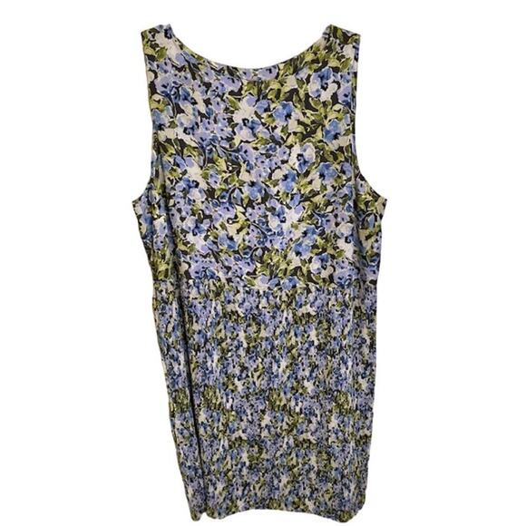 J. JILL NWOT WATERCOLOR FLORAL SLEEVELESS DRESS MICRO PLEATED SKIRT MIDI XL - Picture 1 of 7